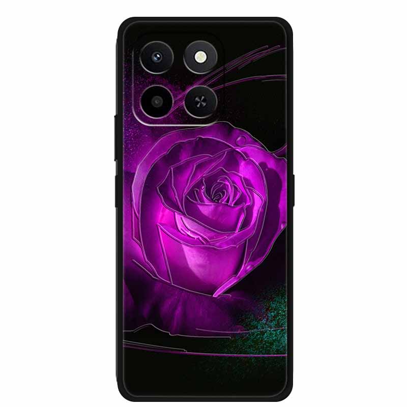 3D Case For Honor X7d 5G Case X 7 d Coque 6.77" Emboss Flowers Black Silicone Soft Back Cover For Honor X7d 4G Cases Shell Funda