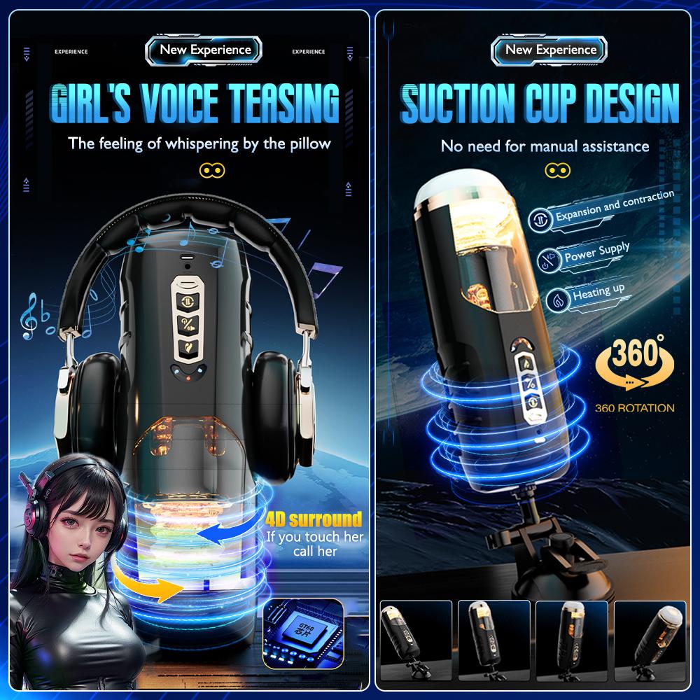 Automatic Heating Male Masturbator Cup for Men Telescopic Rotation Pocket Pussy Vagina Penis Trainer Sex Machine Sex Toy for Men