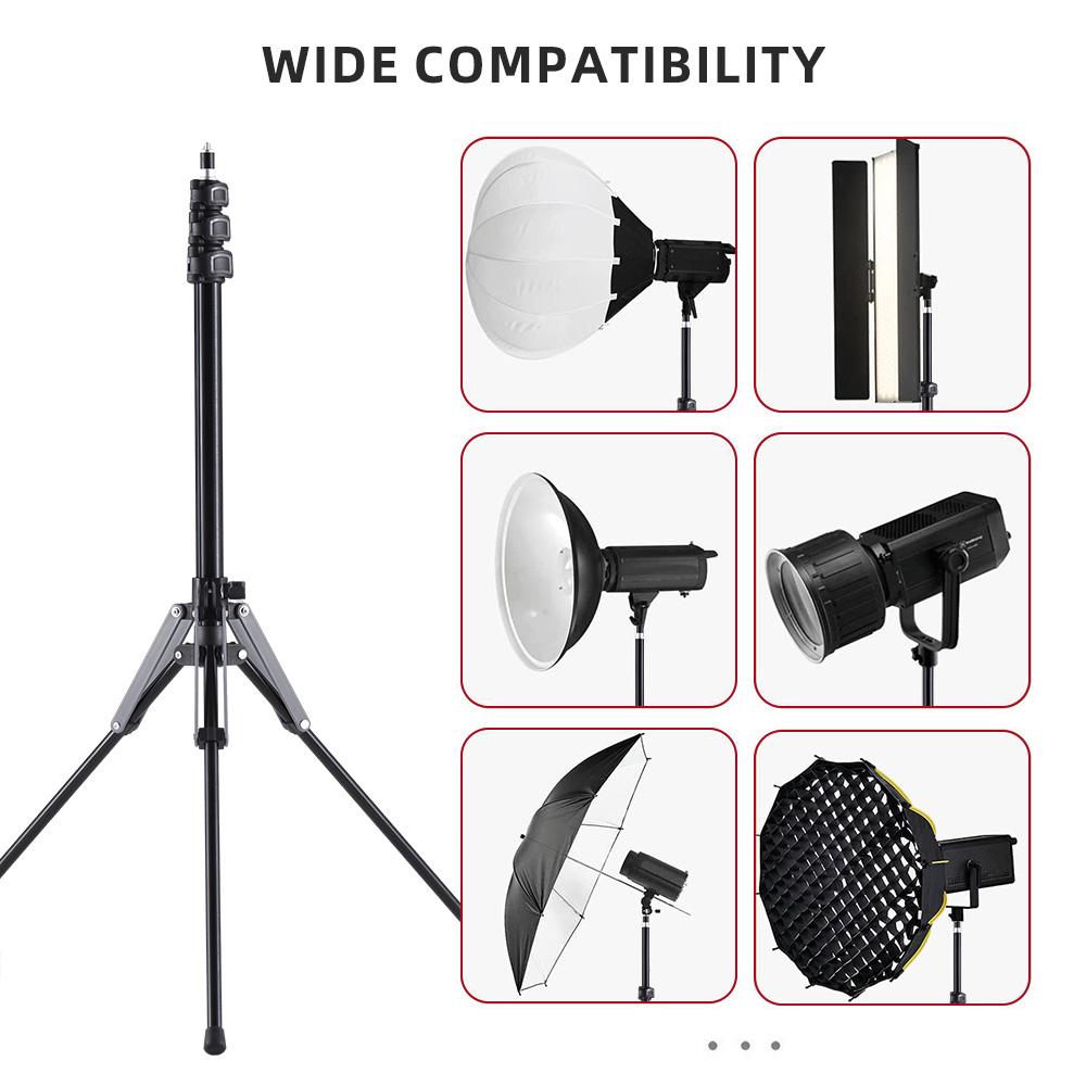 189cm 74.4in Adjustable Tripod Stand Video Light Stand Aluminum Alloy Material 3 section Adjustable 5kg 11lbs Load