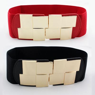 Metal Pair Of Buckles, Accessories, Waist Seal, Women'S Geometric Elastic Belt, Women'S Loose Tight Waist Seal, Three Sizes