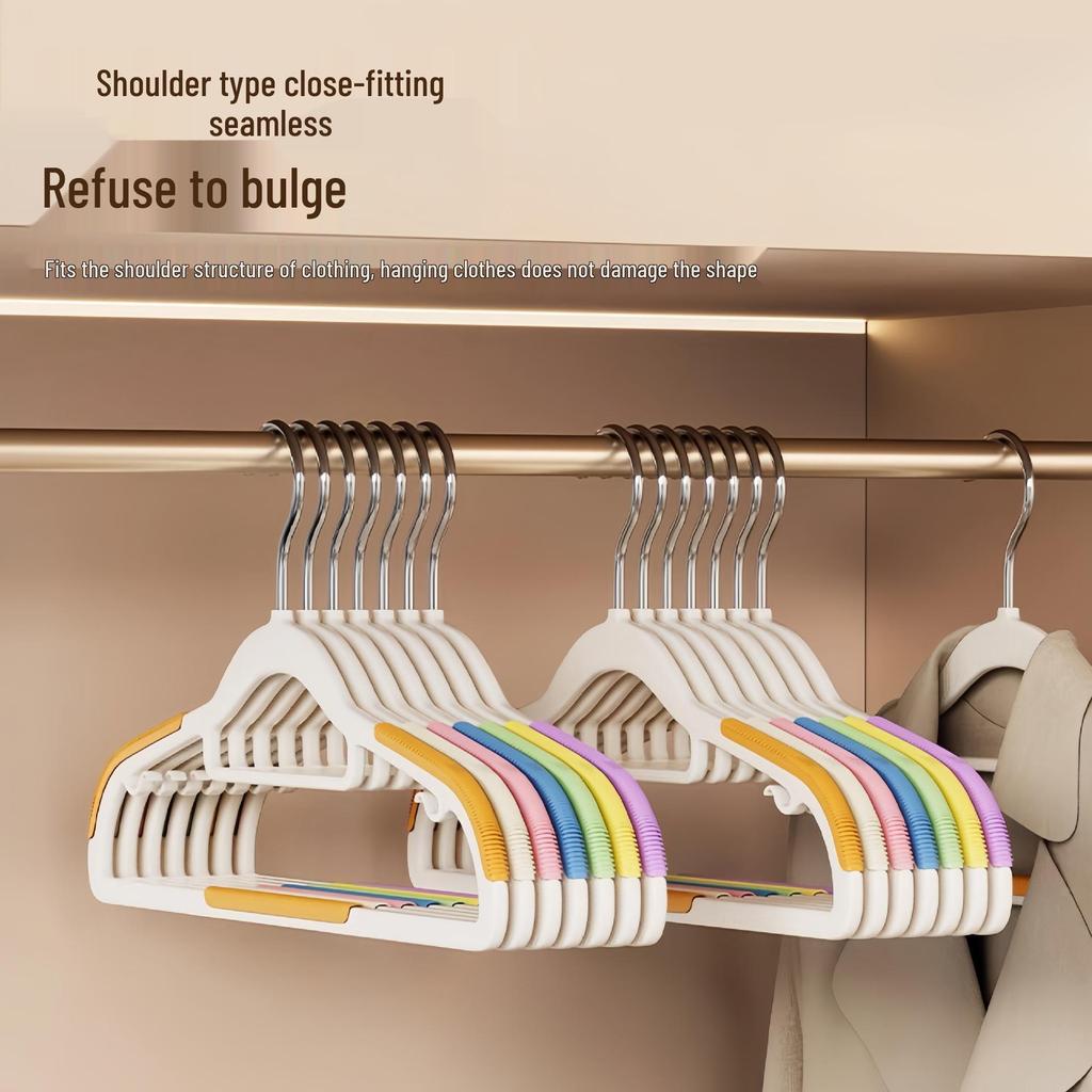 Non-Slip Rainbow Plastic Clothes Hangers with Anti-Slip Shoulder Design for Household Use