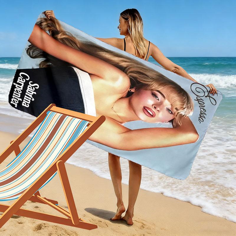 Sabrina Carpenter Melody Print Strandtuch, Großes Weiches Schnelltrocknendes Handtuch für Strand Camping Schwimmen