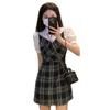 Shirt Splicing Plaid Dress Women's Summer New Popular Niche Design High-end Fake Two-piece Skirt
