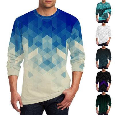 Herren T-Shirt O-Ausschnitt Kleidung Bekleidung Outdoor Langarm Print Mode Designer Vintage