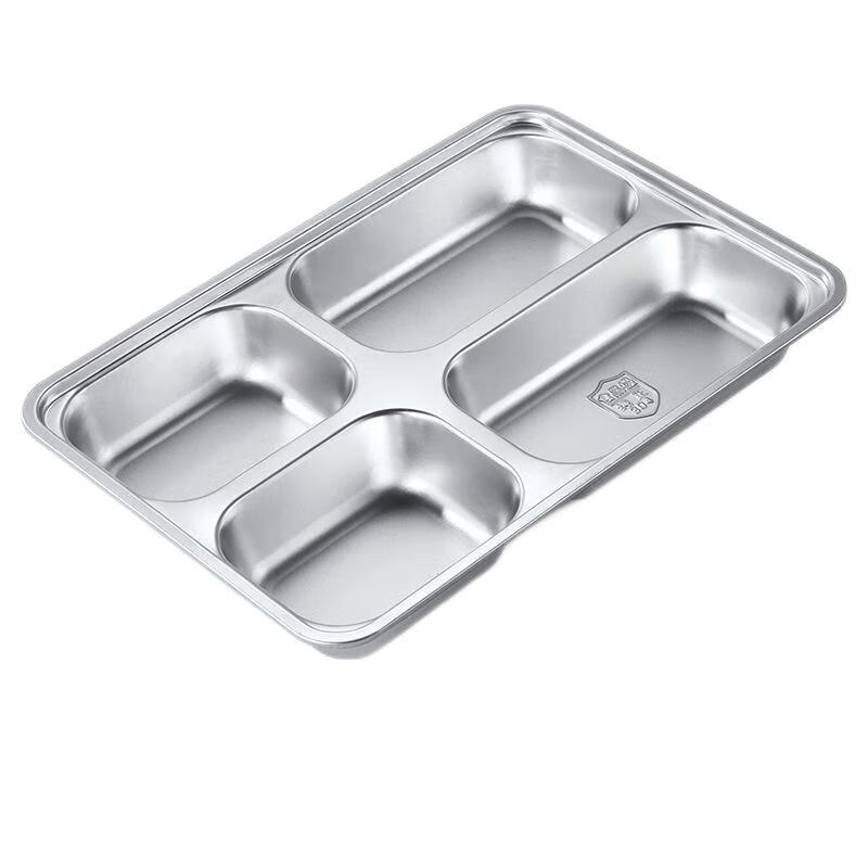 Jiyoushi Rectangular Stainless Steel 4-Compartment Meal Tray