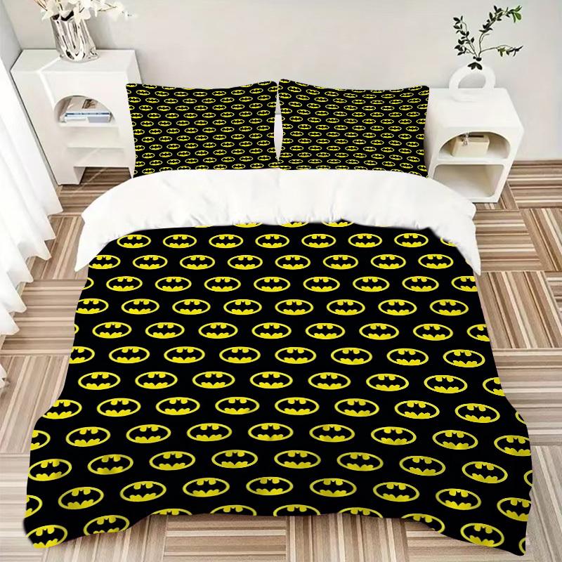 3pcs Batman Signal Bedding Set, Soft Polyester Duvet Cover and Pillowcases Machine Washable Seasons All Suitable & Guest Room Decor258