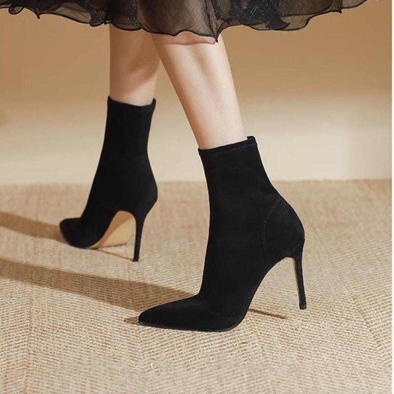 Moda 2024 Pantofi de înaltă calitate pentru femei Cizme de damă glezne Cizme moderne sexy pentru femei, cusut cu vârf ascuțit, pantofi cu tocuri subțiri pentru femei