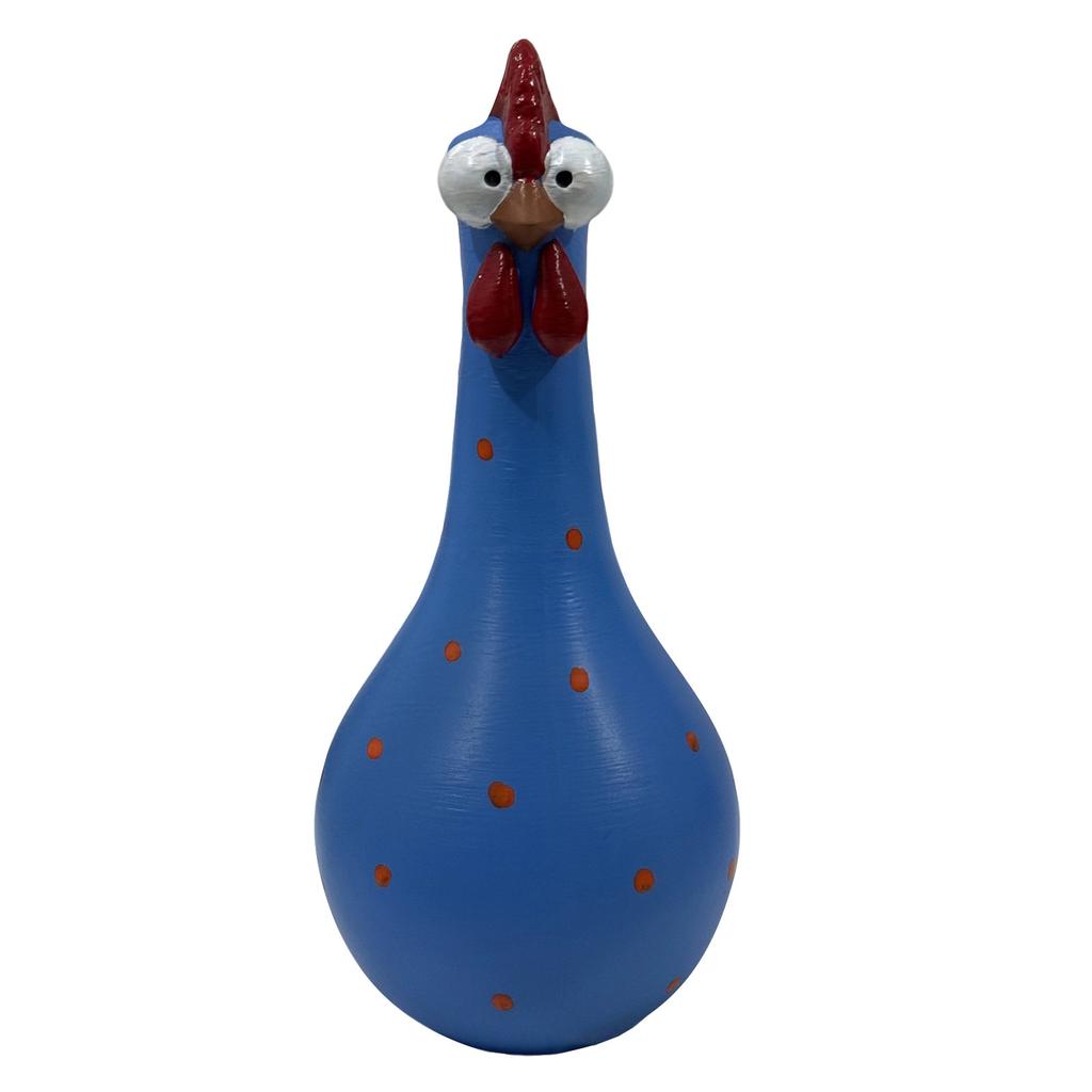 Resin Long Neck Chicken Figurine Decorative Vase with Polka Dot Pattern for Home Tabletop Ornament and Display Accent