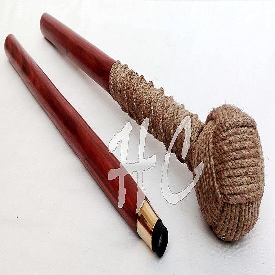 Vintage handgefertigter Gehstock aus Holz, Antik-Jute-Seilgriff, Spazierstock