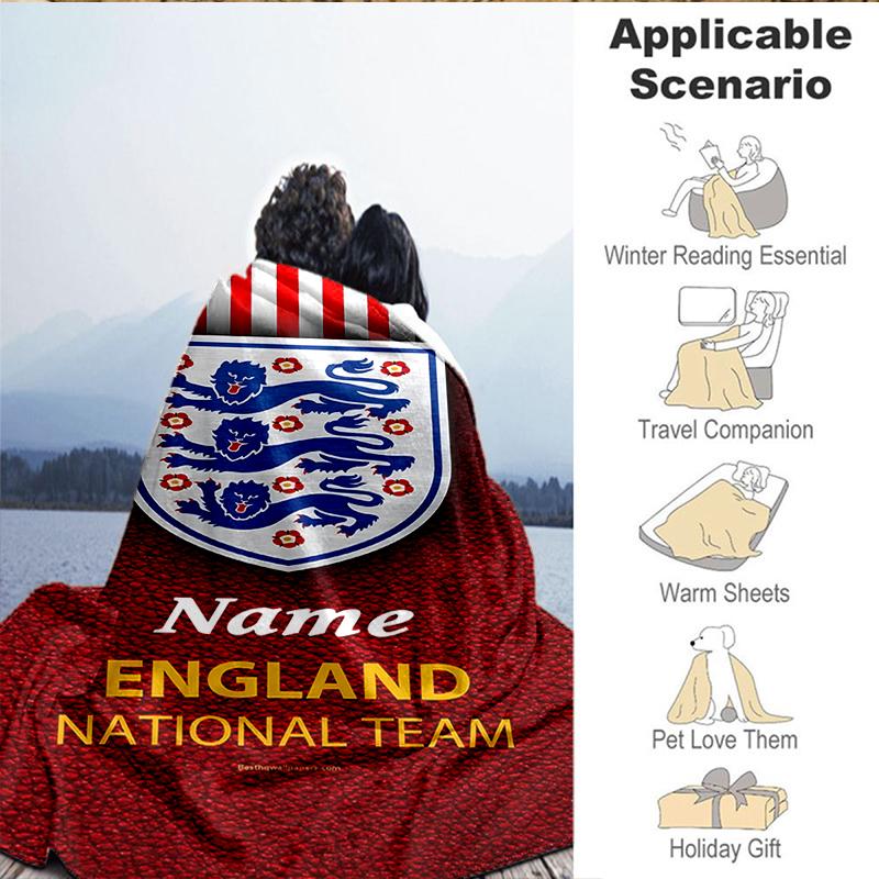 Custom Name England Football Crest Blanket Lightweight Ideal Bedding Blanket Perfect for Travel, Camping, Living Rooms, Sofas, Christmas gift