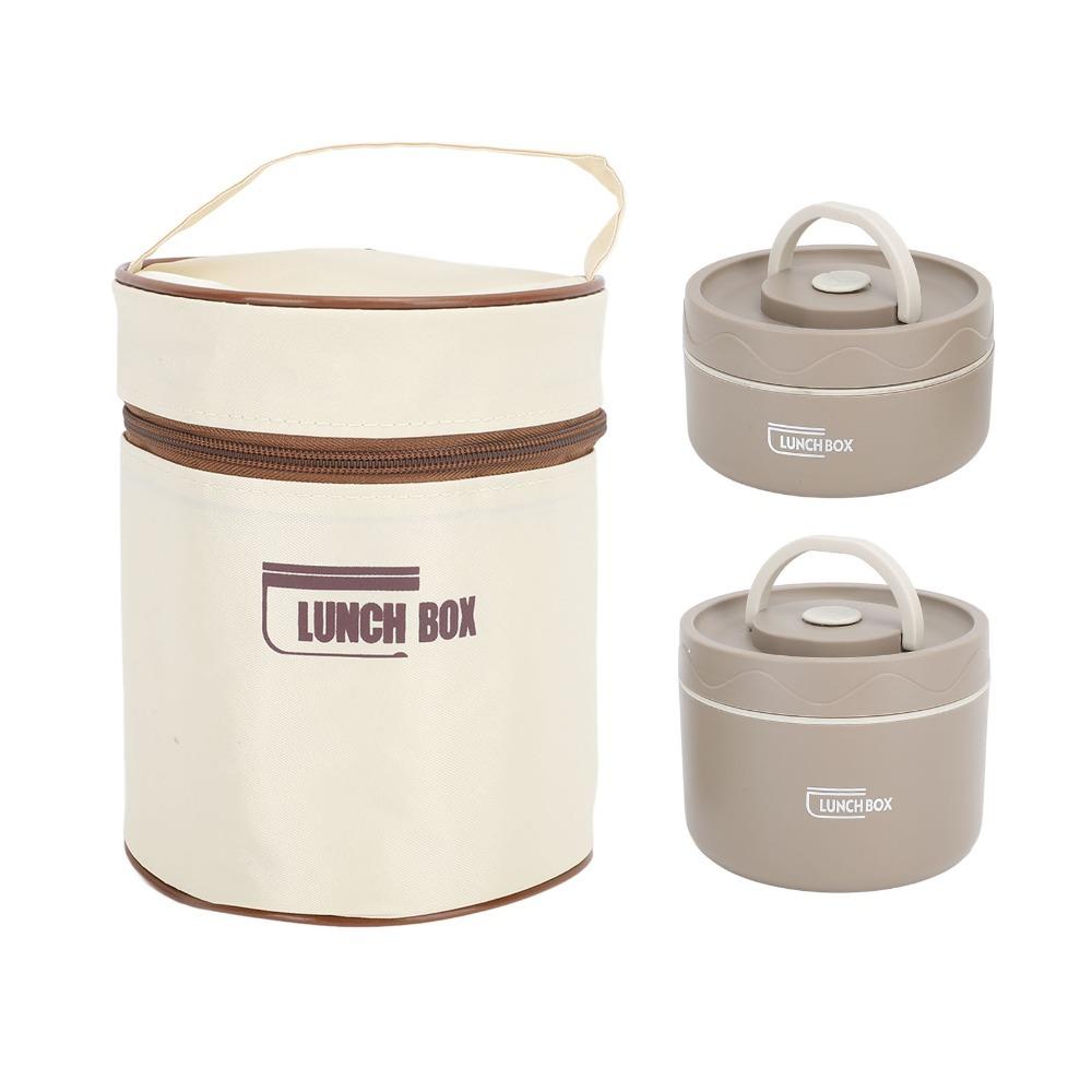 2PCS/3PCS/4PCS Round Shape Thermal Bento Box 304 Stainless Steel Portable Lunch Set  For Picnic