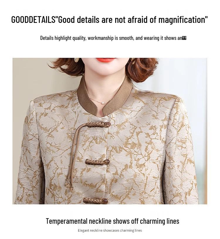 Elegant Spring & Summer Medium-Length Dress Suit: Women's Short Coat with Two-Piece Set for Middle-Aged & Elderly