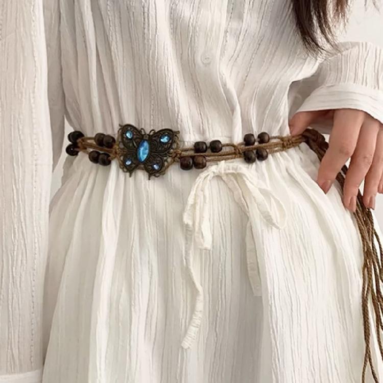 Sexy Tie Belts Braided Belt Seashells Flower Tie Belt for Bohemia Girls Women