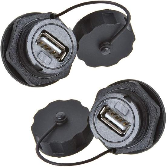 USB2.0 IP67 Waterproof Cable Extension Connector Double Head Coupler Adapter Male To Female Socket Plug Panel Mount, with Waterproof/Dust Cap, with