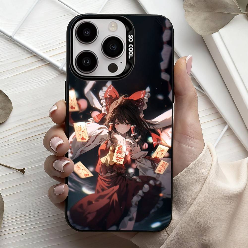 H-Hakurei Reimu T-Touhou Phone Case For iPhone17,16,15,14,13,12,11 Plus,Pro Max Black Candy Silver Plated Cover
