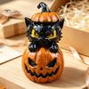 Creative Gift for Halloween Lovers Black Cat & Pumpkin Resin Ornaments, Cute Desktop Figurines, Artistic Craft Collectibles Cartoon And Statue