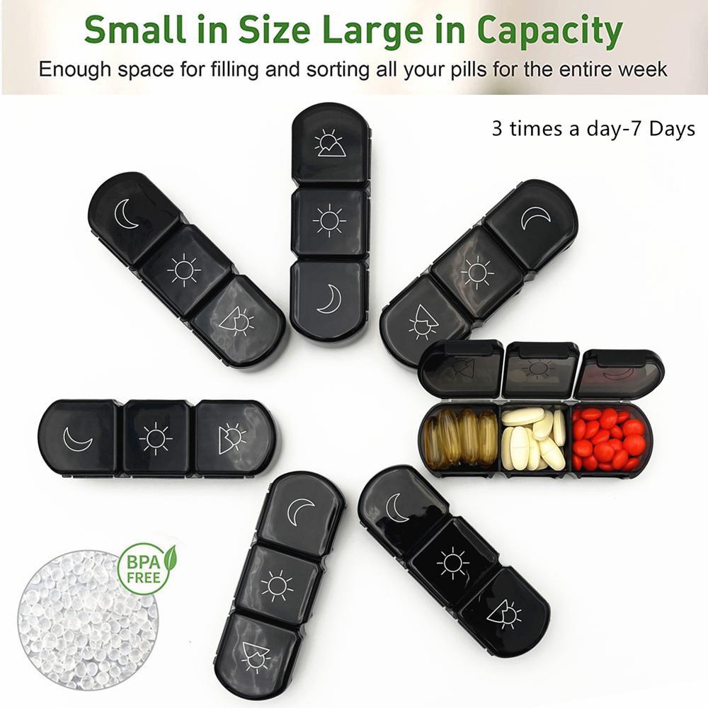 Updated Weekly Pill Organizer Case 7 Days Travel Pill Box Container 3 Times A Day Large Capacity for Vitamins Medicine Fish Oils