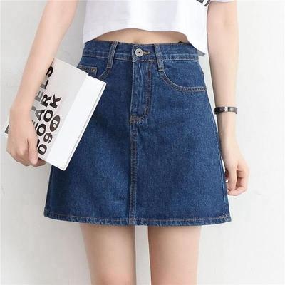 Women Skirt Popular Denim Skirt High Waist Korean Above Knee Length Short Denim Skirts For Women