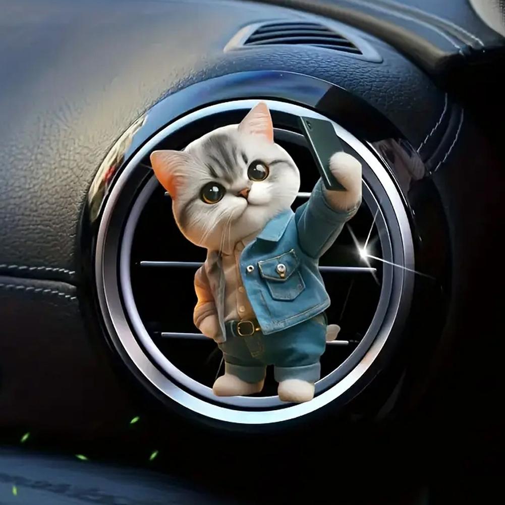 Cute Cat & Dog Car Air Outlet Clip - Acrylic Decorative Design For Fresh Compact Interior & Aro J4T7
