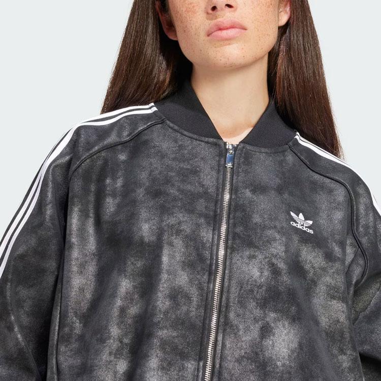 Adidas Originals Premium Sst Luxe Track Top Tie-Dye Full Print Striped Color Block Sports Jacket Women Jacket Black IY8054