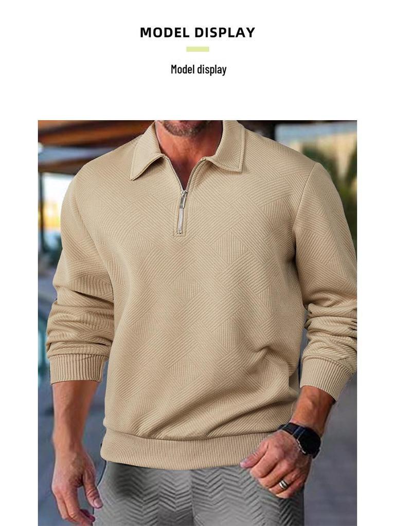 European-American Men's Half-Zip Jacquard Sweatshirt - 2025 Spring/Autumn Collection