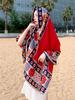 New Summer Elegant Women Silk Scarf Beach Long Wrap Shawl Vintage Red Print Sunscreen Bandana Hijab Mujer Bohemian Scarve Pareo