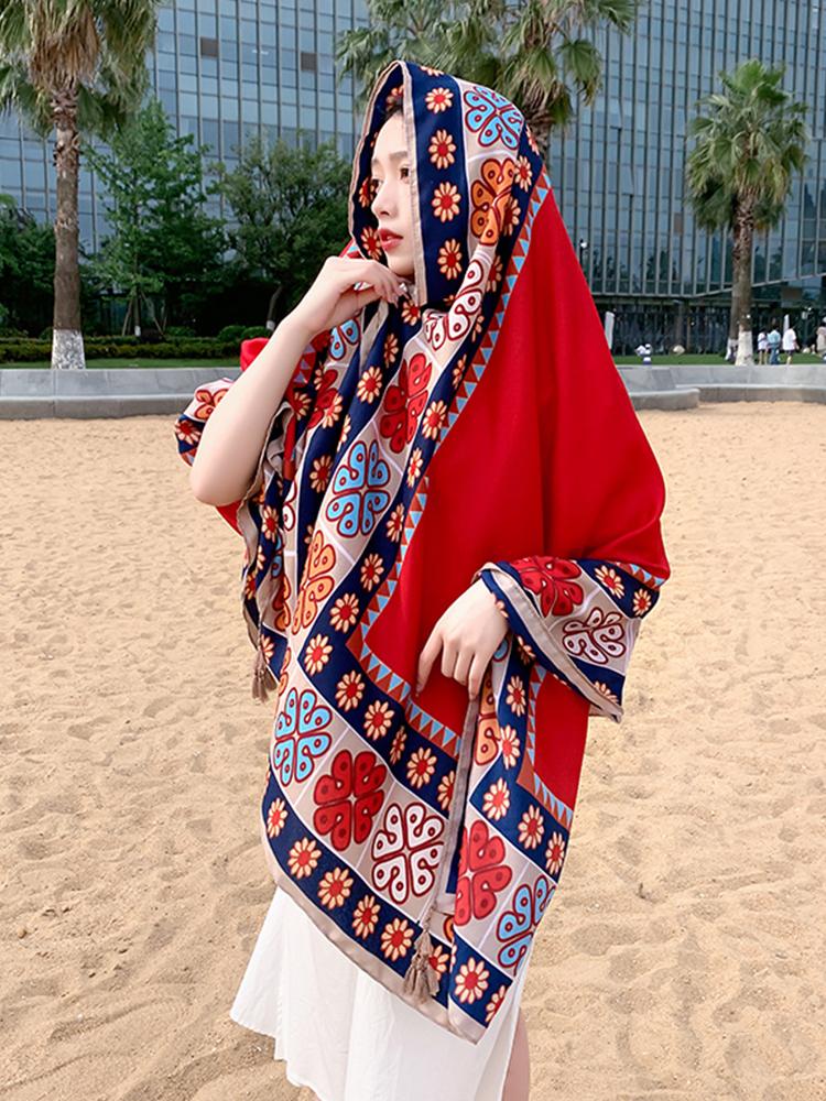 New Summer Elegant Women Silk Scarf Beach Long Wrap Shawl Vintage Red Print Sunscreen Bandana Hijab Mujer Bohemian Scarve Pareo