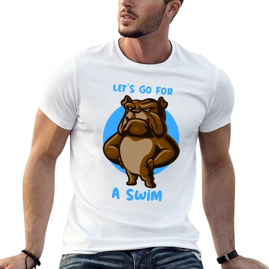 Lets Go for a Swim Dog TShirt Trendy Print Short Sleeve TShirt