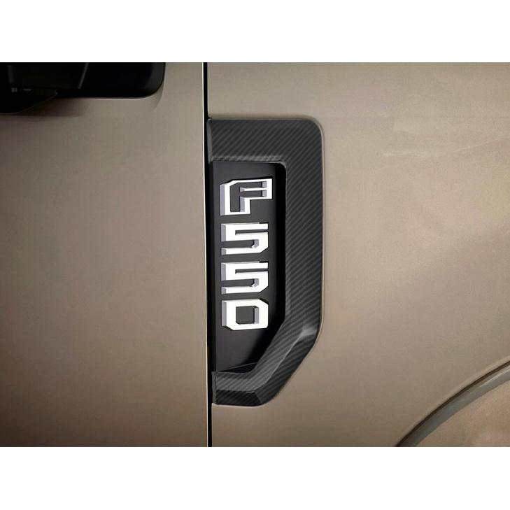 Fender Emblems Trim Compatible with Ford F250 F350 F450 2015 2016 2017 2018 2019 2020 Fender Vents Side Vent Cover Black Carbon Fiber Look Badges