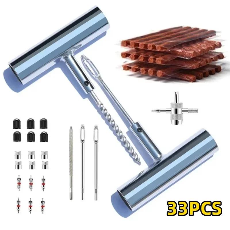 33/57pcs Auto Tire Repair Set Puncture Repair Tools Car Van Motorcycle Bike Emergency Heavy Duty Tubeless Tire Repair Rivet Set