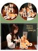 Akita Dog Plush Toy – Cute Brown Shiba Inu Puppy with Bell