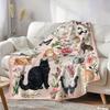 Cute Cat Floral Printed Blanket , Warm and Comfortable Throw Blanket Sofa Bed Sofa Camping Trip, the Best Gift.