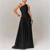 European and American Women's Cross-border Foreign Trade 2025 European and American Style Summer New Slanted Shoulder Waist Evening Dress Pleated 