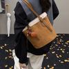 Winter Faux Suede Women's Bucket Shoulder Bags Vintage Plush Ladies Underarm Bags Casual Large Capacity Female Purse Handbags