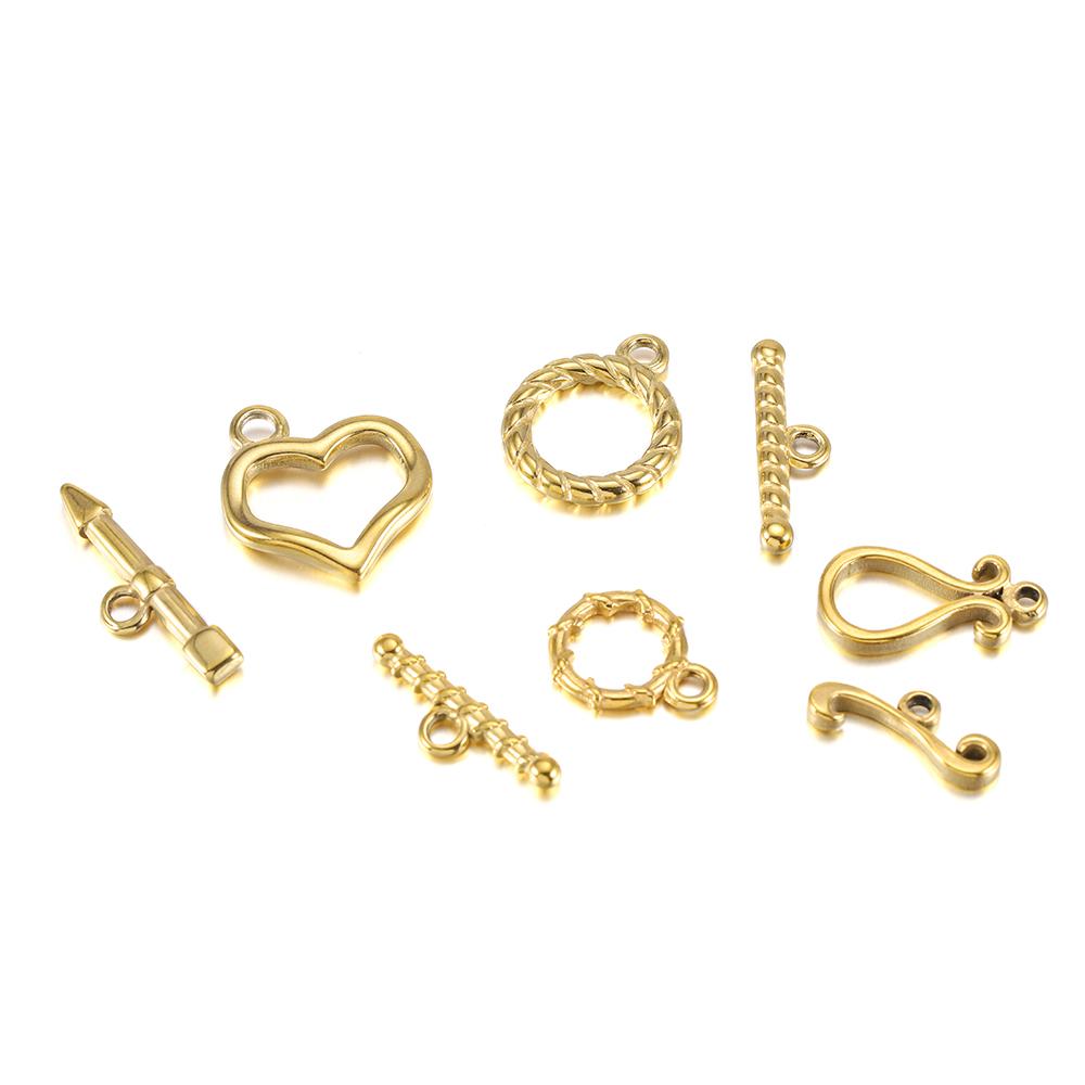 16 Styles Gold High Quality Stainless Steel OT Clasps Connectors for DIY Bracelet Necklace Jewelry Findings Making Accessories
