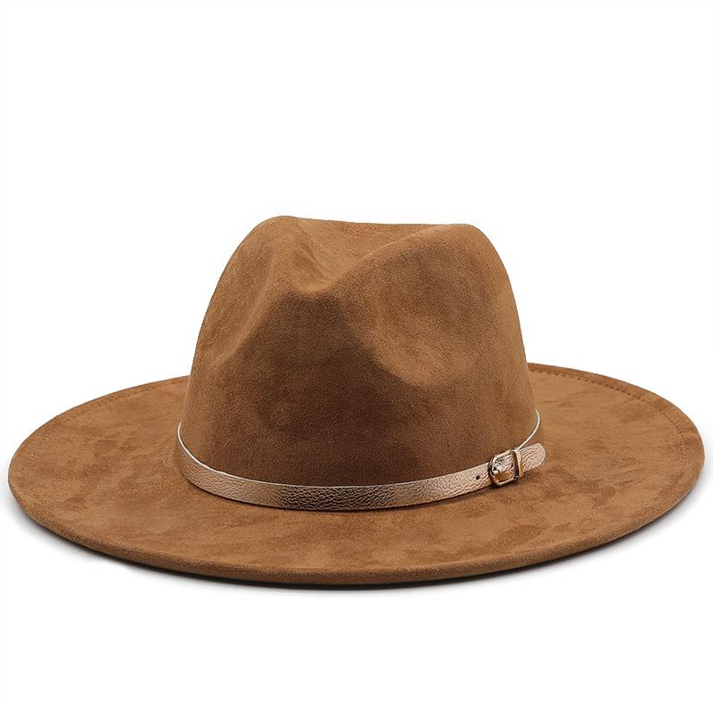 Jednoduchý 7cm široký cylindr Church Derby cylindr Panama Pevná plstěná čepice Fedoras pro muže Dámské umělé semišové směs Jazz Cap