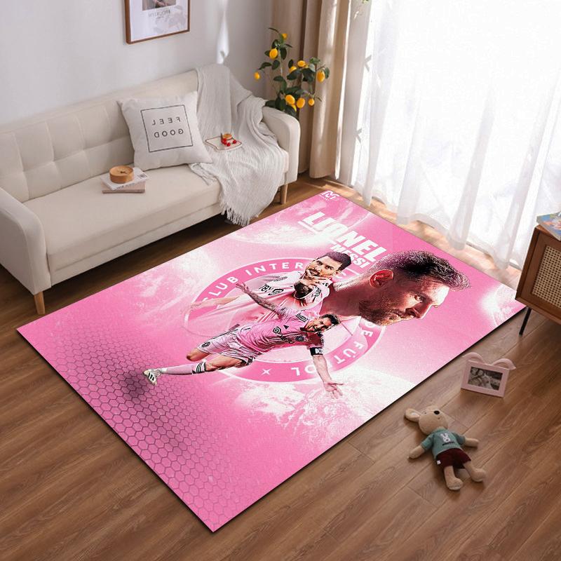 Lionel Messi Pink Inter Miami Graphic Rug Non-slip Rug Suitable for Living Room and Bedroom Sofas