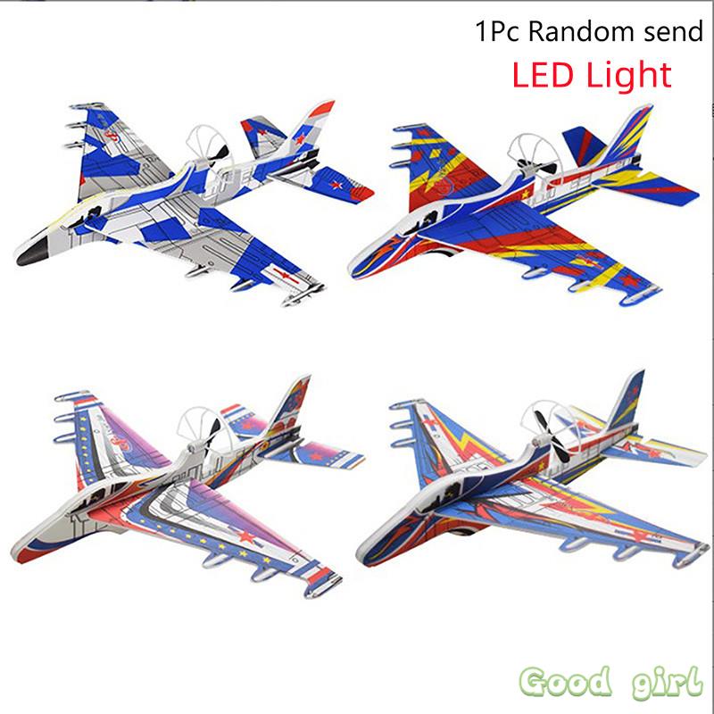 Play Hand Throwing Airplane Electric Plane Foam Airplane Electric Led Foam Throwing Glider Aircraft Model Outdoor Boys Toy