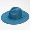 9.5Cm Big Edge Peach Heart Top Hat, Suede Felt Hat, Retro Fashion Big Eaves Hat, Flat Edge Gentleman'S Hat