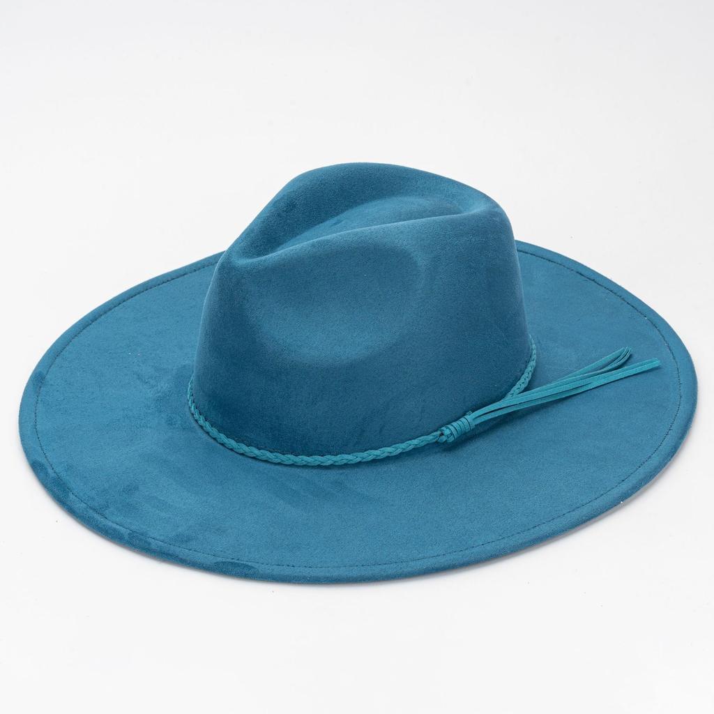 9.5Cm Big Edge Peach Heart Top Hat, Suede Felt Hat, Retro Fashion Big Eaves Hat, Flat Edge Gentleman'S Hat