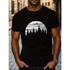 Men' Sunset In Deep Forest Print T-Shirt - Short Sleeve Round Neck Tee Suitable for Summer & Year-Round Wear, Machine Washable Comfortable Outdoor