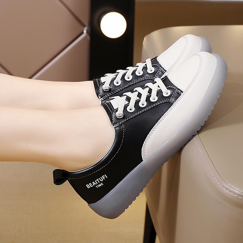 Autumn new thick-soled small leather shoes low-top shoes single shoes muffin shoes casual shoes travel shoes