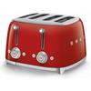 SMEG 4-slice 50s Toaster - Red - 6 Browning Levels - Defrost Function