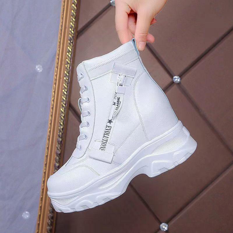 Mode Winter Plateau Sneaker 2025 Leder Fell Freizeitschuhe Versteckt Erhöhend Klobige Schuhe Herbst 8CM Hohe Absätze Warme Fellschuhe Damen