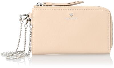 Multi Case Soft Cowhide Bag Stitch Multifunctional Card Pocket Pass Case Key Ring Simple Adult Cute Heart Charm with Chain JSLW3CE1 Beige [Jill