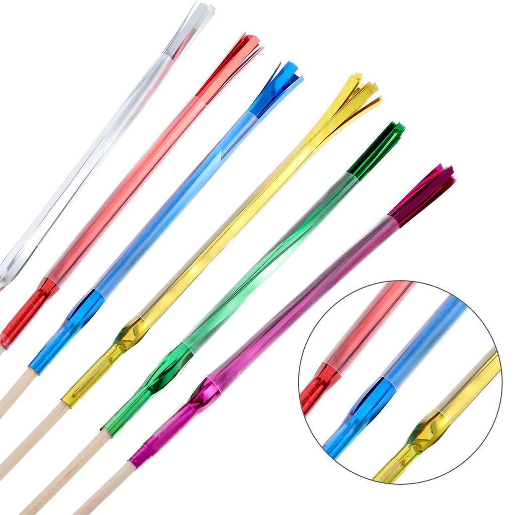 100 PCS Firework Cupcake Toppers Foil Frill Toothpicks Holiday Cake Decorations 9 Inch Food Picks for Graduation Party Supplies
