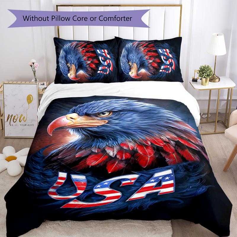 Eagle 3pcs Bedding Set Duvet Cover Closure Includes 1 Duvet Cover & 2 Pillowcases for All Seasons Bedroom Home Dorm Decor