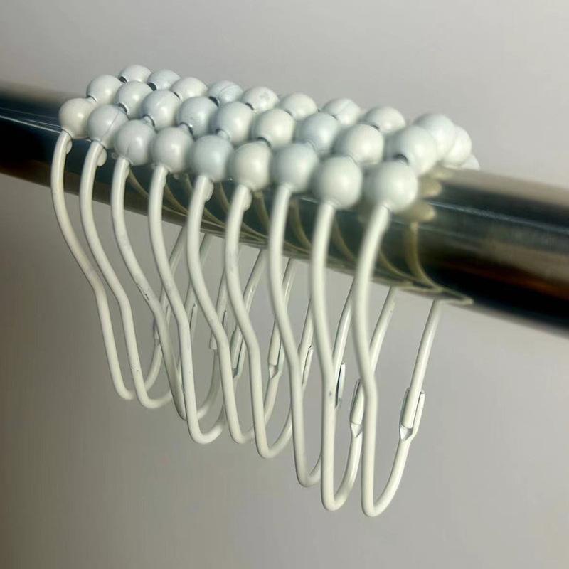 

Металлические крючки для душевой занавески с пятью бусинами, роликовые бусины в форме тыквы, аксессуары для штор, удобная пряжка для дверной занавески, кольцо для подвешивания, 12 шт. 12 Pcs белый