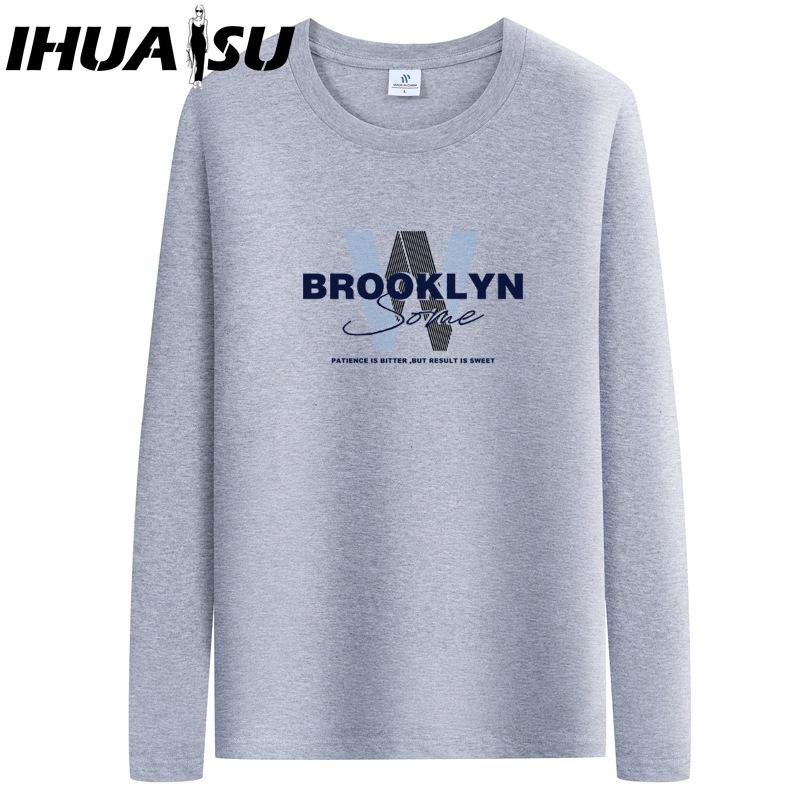IHUASU Spring and Autumn Men's Long-sleeved T-shirt Men's O-collar Bottoming Shirt Men's Top Clothes T-shirts