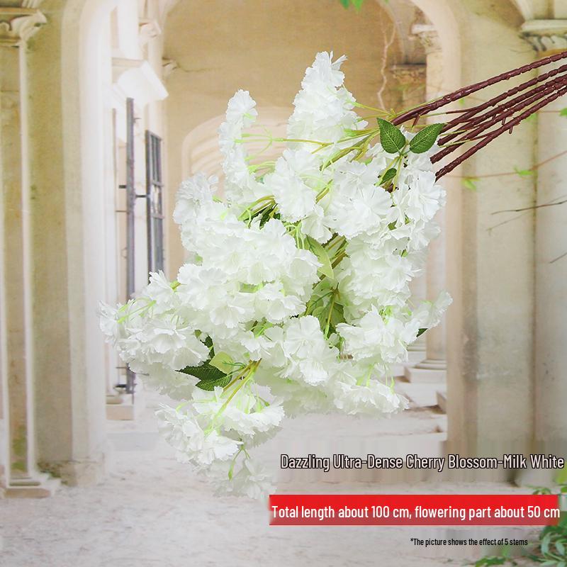 Artificial Cherry and Peach Blossom Branches for Indoor/Outdoor Decoration, Wedding Decor, Pear Flowers, Faux Silk Ceiling Rattan